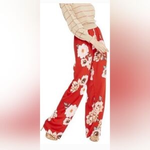 MISA Los Angeles Teagan Wide-Leg Floral Pants Red Size Small
